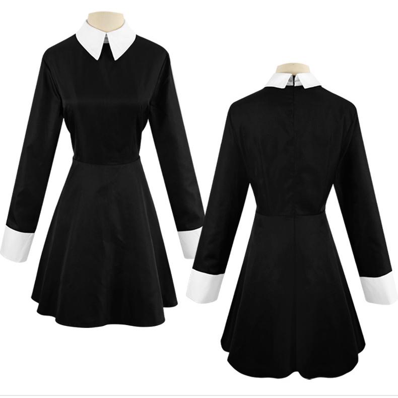 Gotycka ciemna, dopasowana damska sukienka z klapami, sweter z długim rękawem, czarna mini spódniczka Y2K sukienka na imprezę Halloween