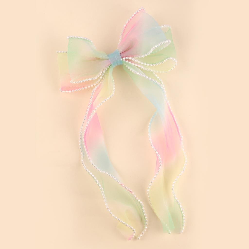 Elegant Bow Ribbon Hairpins for Women Girl Long Pearl Hairpins Bowknot Stain Hairpins Spring Hairpin Hair Accessories Gift