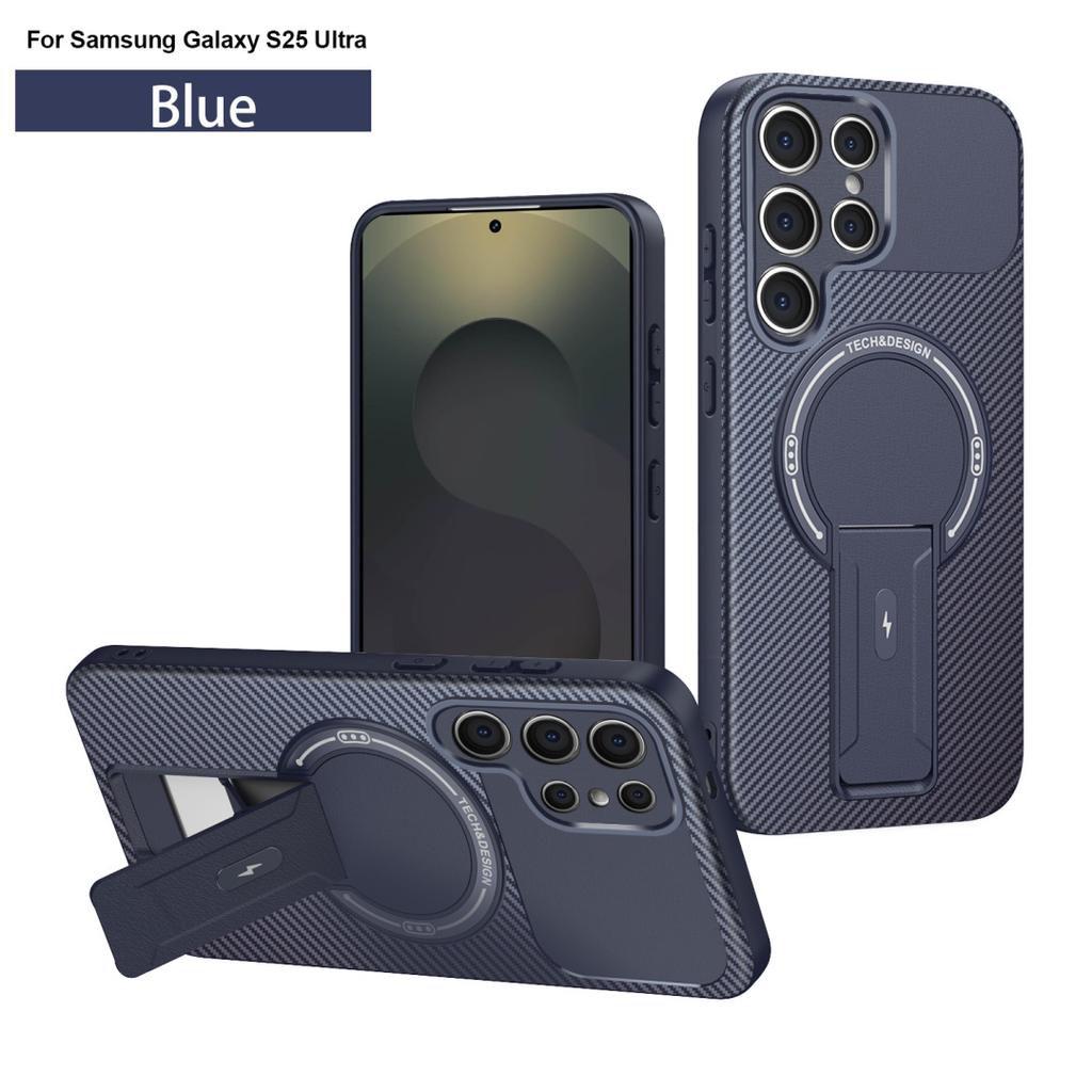 Carbon Fiber Textured Mobile Phone Case Suitable for Samsung S25ULTRA Magnetic Bracket A26 A17 High End S24FE