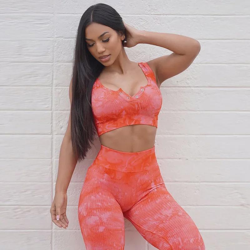 Stylish Tie-Dye Yoga Apparel: Women's Backless Tops, Yoga Vests, Running Pants, Sports Bras, and Fitness Outfits for Summer.