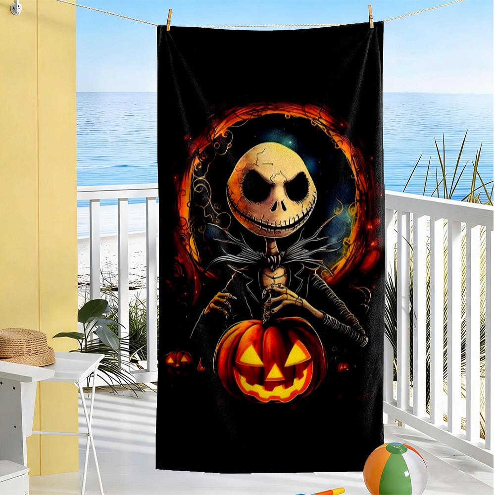 Jack Skellington Beach Towel Soft Durable Quick-Dry Comfortable Lightweight Suitable for Sports, Travel, Swimming, Yoga, Bathroom, Beach, And Pool