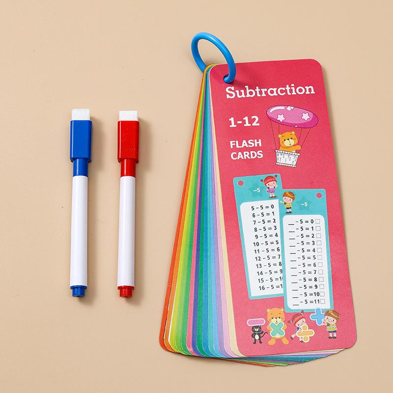 1 Set Beginner Self-test Math Calculation Training Cards 1-12 Grades Educational Learning Supplies for Kids Students School Use