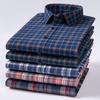 Over Size 100%cotton Brushed Plaid Long Sleeve Shirts for Men Single Pocket Casual Tops Soft Vintage Elegant Designer Clothes