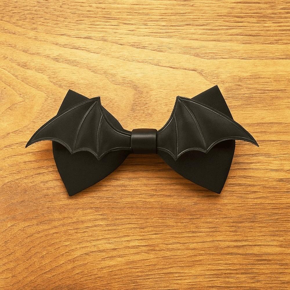 PU Leather Halloween Cravat Adjustable Men Necktie Simple Bat Bow Tie Shirt