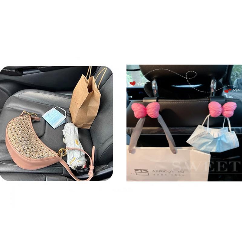 4 PCS Auto Seat Headrest Hunger Bow Tie Design Hooks Car Headrest Coat Bow Tie Hooks For Clothes Coats Bags Hats Purses