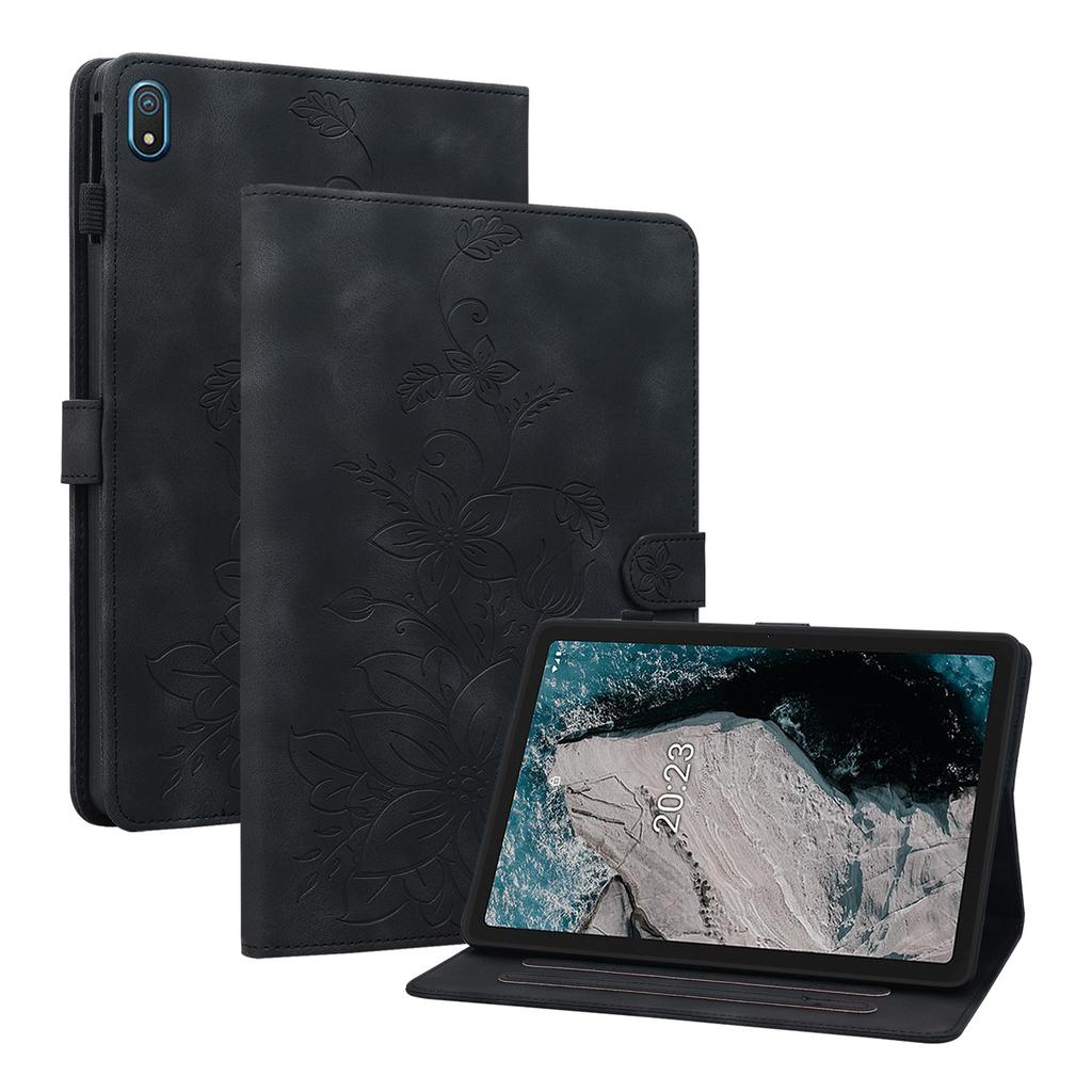 Custodia per Tablet in Pelle PU Squisito Design Floreale Goffrato per Nokia T20