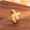 Adjustable Retro Gold-Plated Stainless Steel Cross Ring