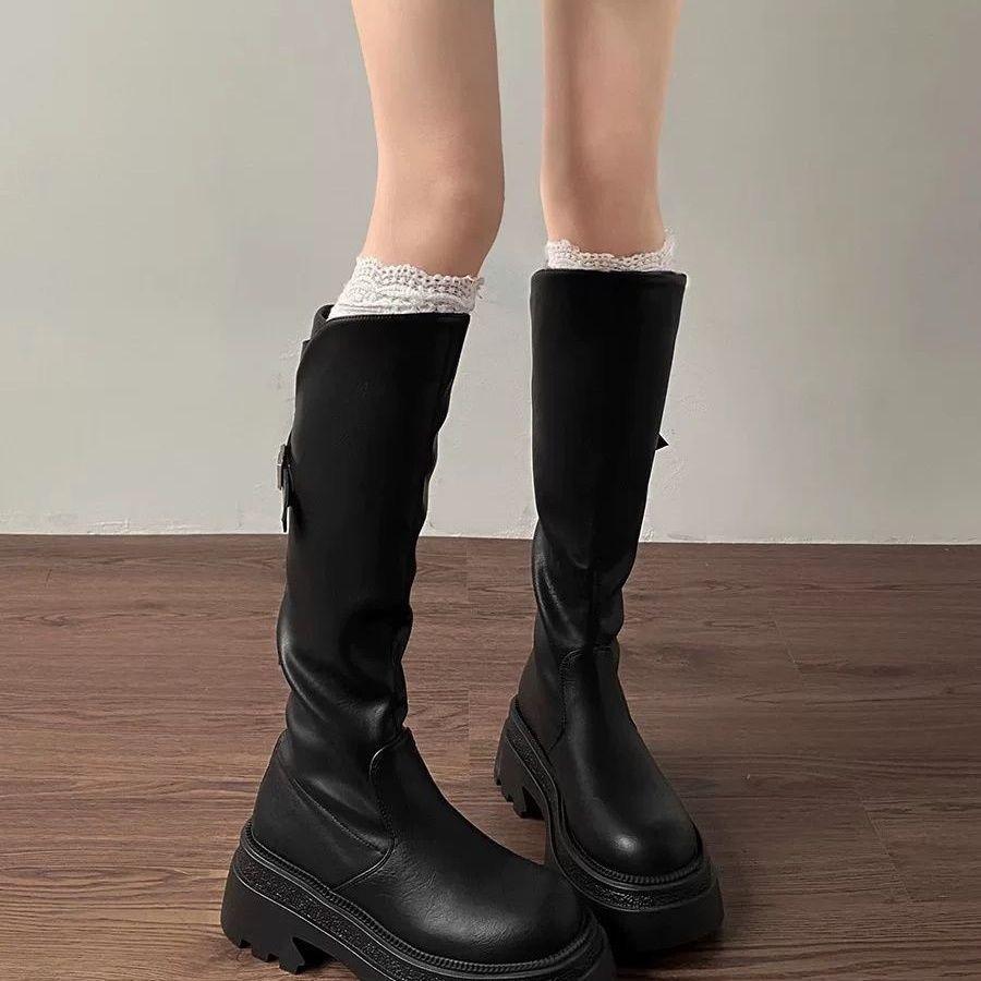 Winter Women Boots Fashion Belt Buckle Ladies Elegant Platform Long Pipe Booties Casual Women'S Knee High Booties