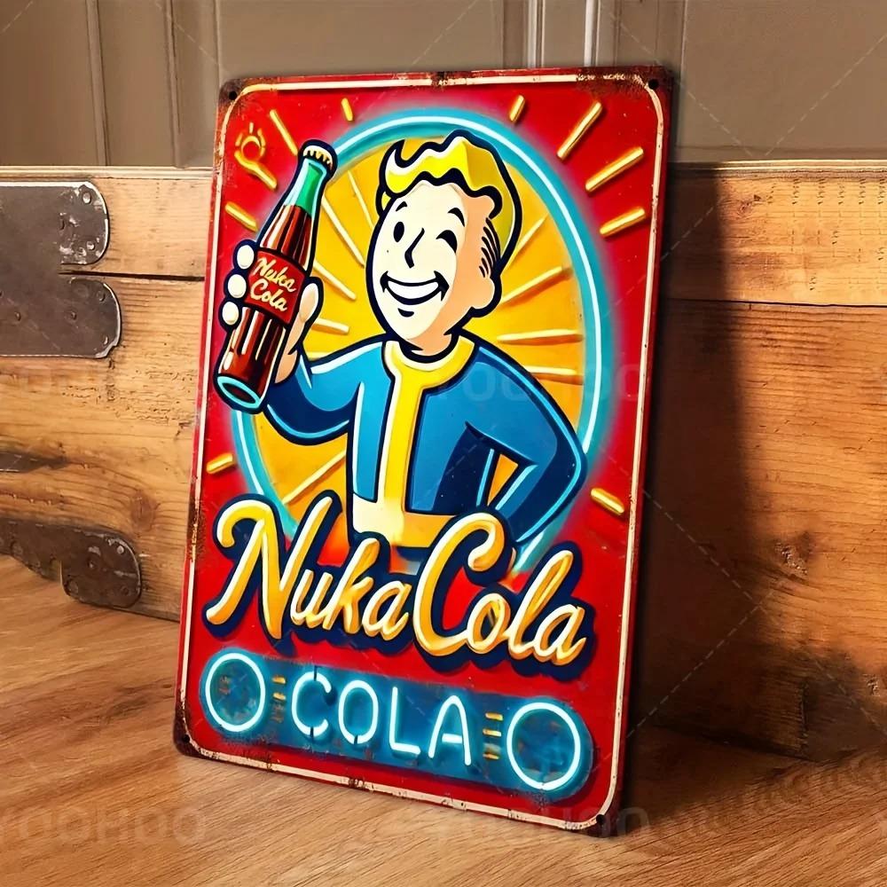 WastelandNostalgiaCo Nuka Cola Aluminum Sign | Vintage Sci-Fi Wall Art | Pre-Drilled for Game Rooms & Man Caves