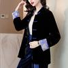 Traditional Chinese Style Winter Velvet Coat with Beautiful Button Detail