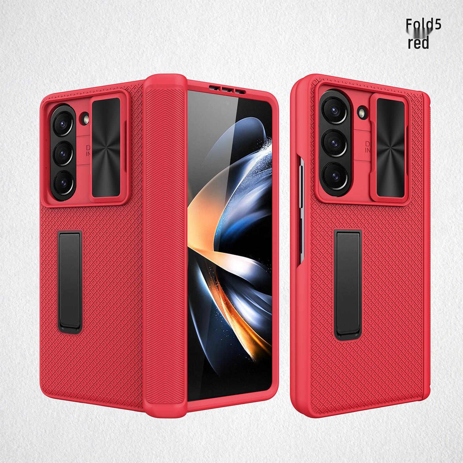Plaid Leather Phone Case with Invisible Stand for Samsung Z Fold5 Samsung Galaxy Z Fold5 красный