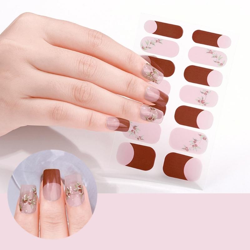 Nail Polish Stickers Self-Adhesive Nail Sticker Manicure Sticker Waterproof Full Wrap Nail Strips with Nail File