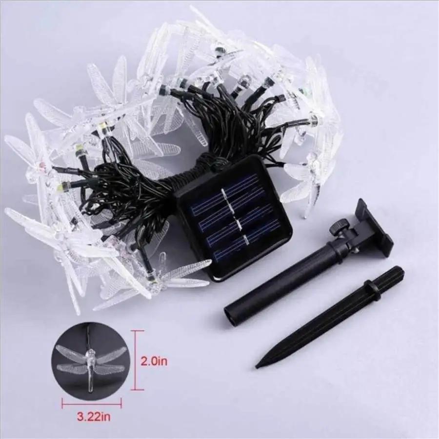 Solar Dragonfly Lights String 100 LED 8 Modes Solar Fairy Lights for Xmas Party garden Christmas Decorations Outdoor Solar Lamp