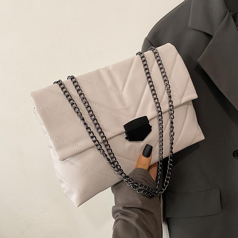 

Новая женская сумка через плечо из искусственной кожи Lingge Design, сумка через плечо для женщин, большая вместимость, сумка-мессенджер на цепочке под мышкой 27x8x19cm белый