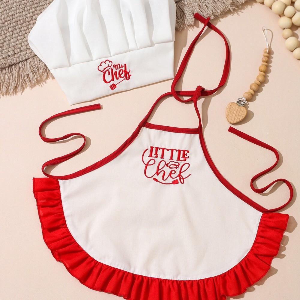 2 шт./комплект Милая одежда для фотосессии новорожденных Мягкие фартуки Наборы поварских колпаков для новорожденных Празднование 100 дней новорожденных красный