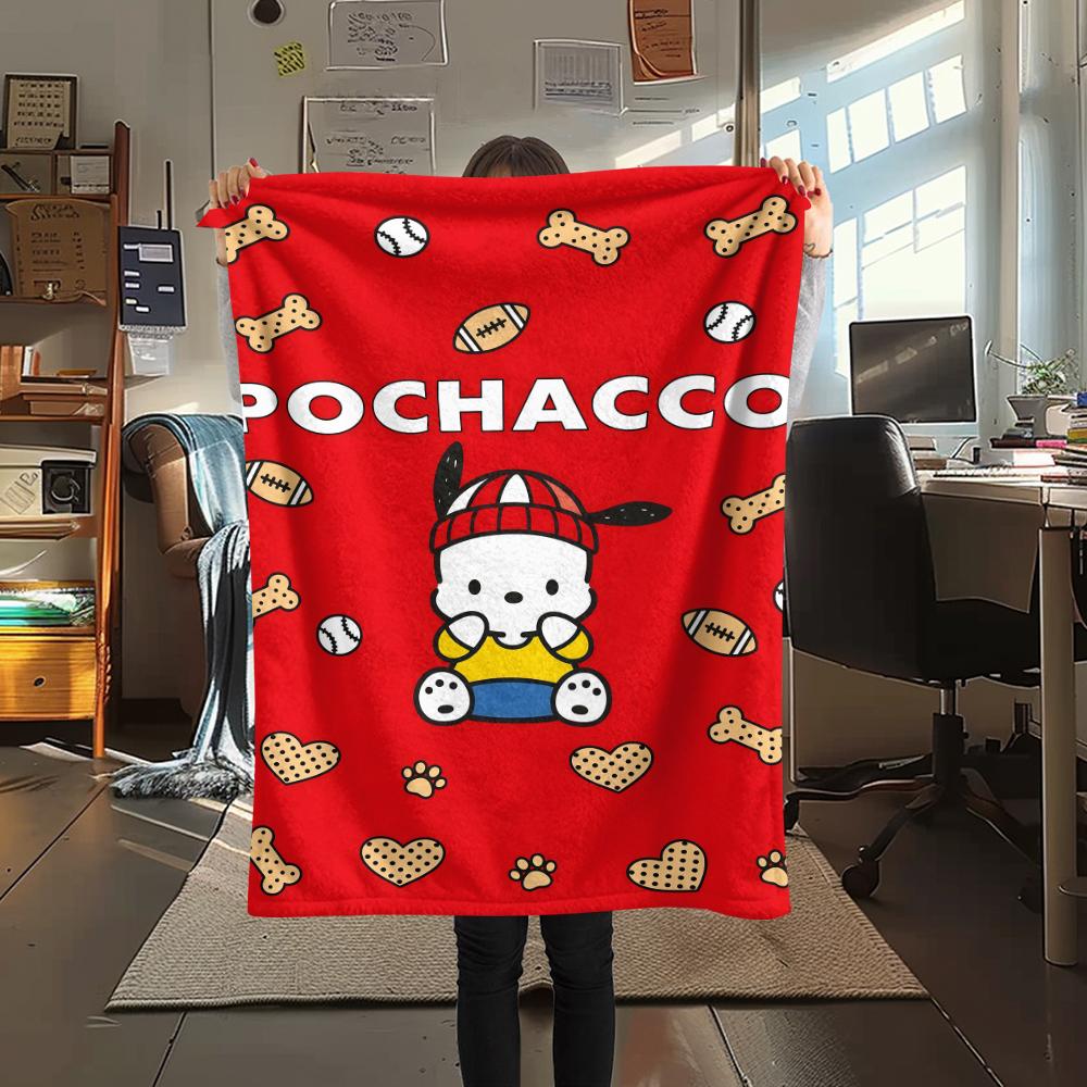 1PC Sanrio Cute Print Flannel Blanket, High quality All Seasons, Home Decor, Warmth and Comfort, Perfect for Christmas Gifts