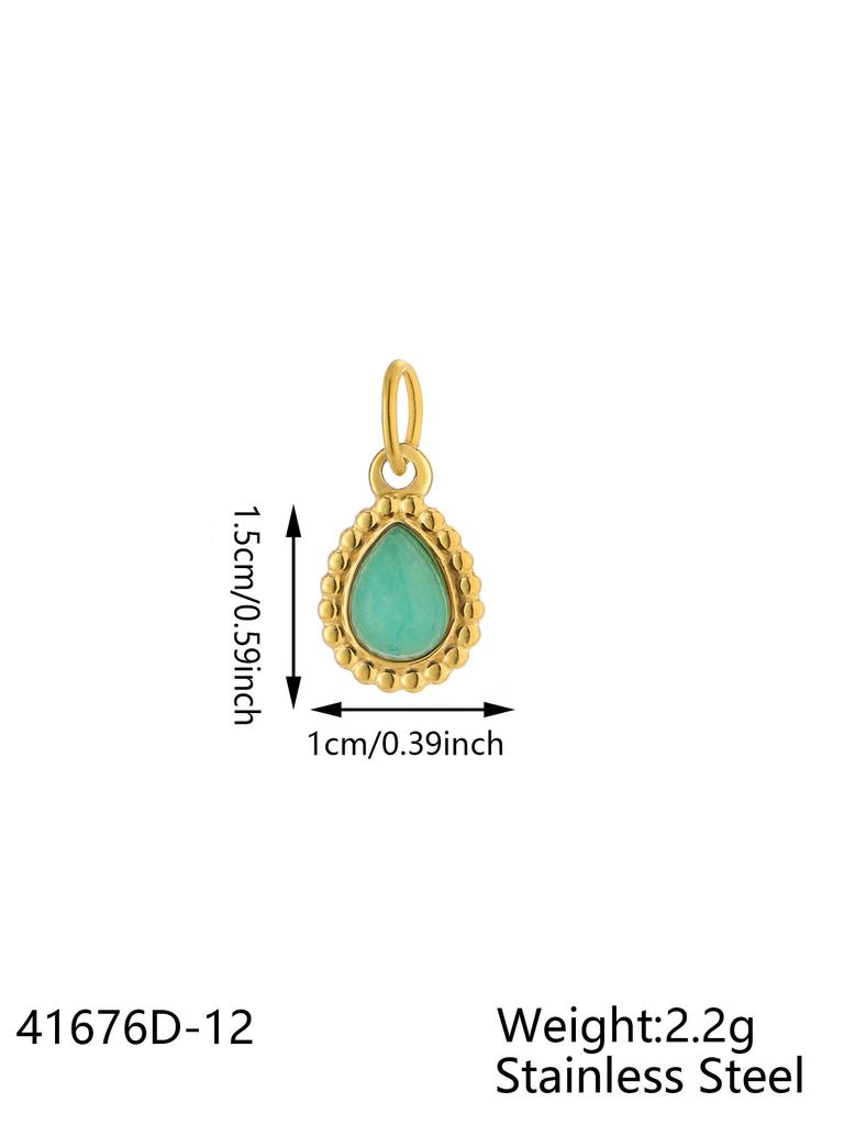 CARLIDANA Bohemian Gold Plated Stainless Steel Water Drop Shaped Natural Stone Pendant Fashion Charms Pendant for Jewelry