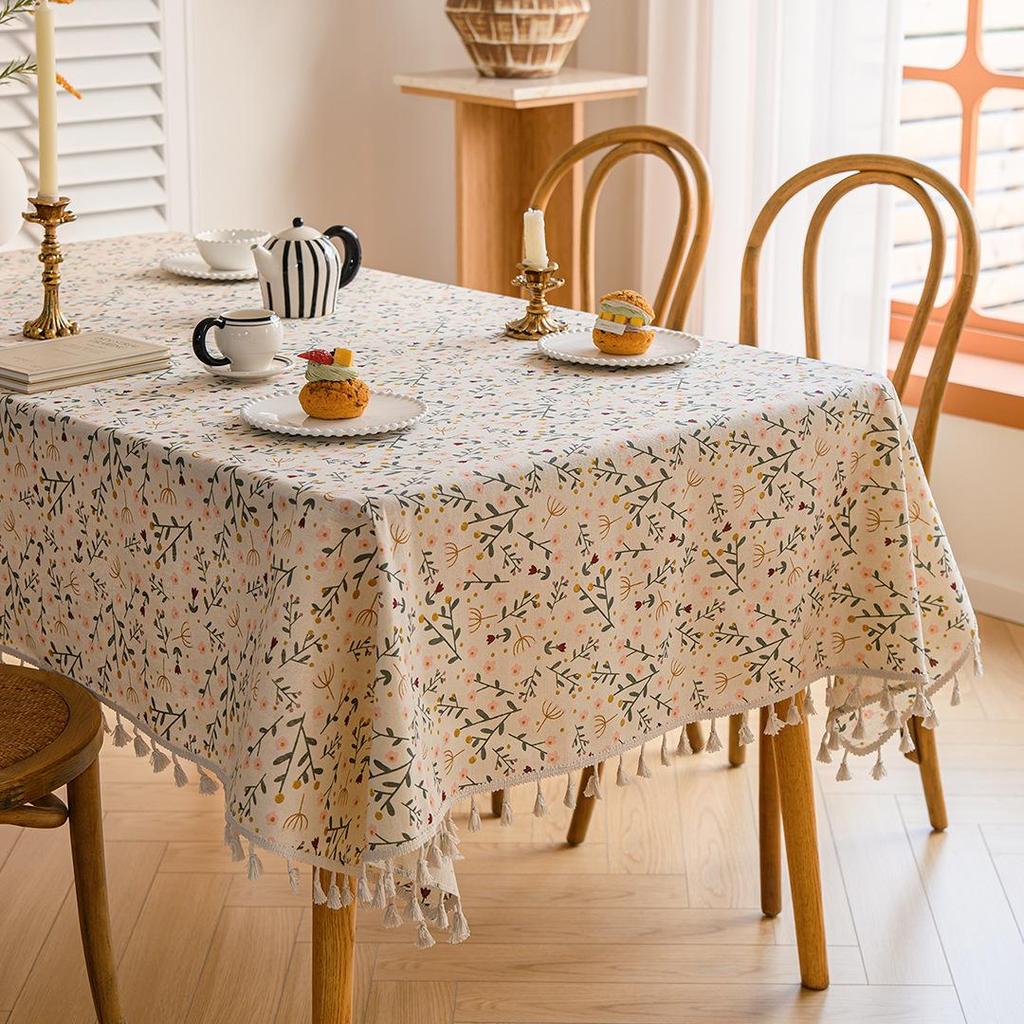 Pastoral Floral Tassel Tablecloth - Rectangular