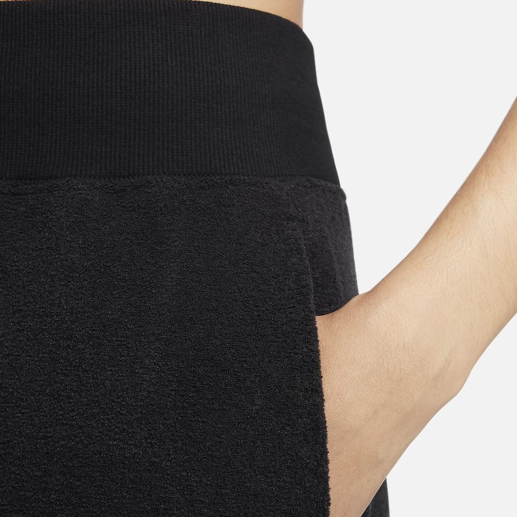 Nike Sportswear Phoenix Plush Solid Logo High Waist Wide Leg Fleece Knit Sweatpants Women Bottoms Black FN3622-010