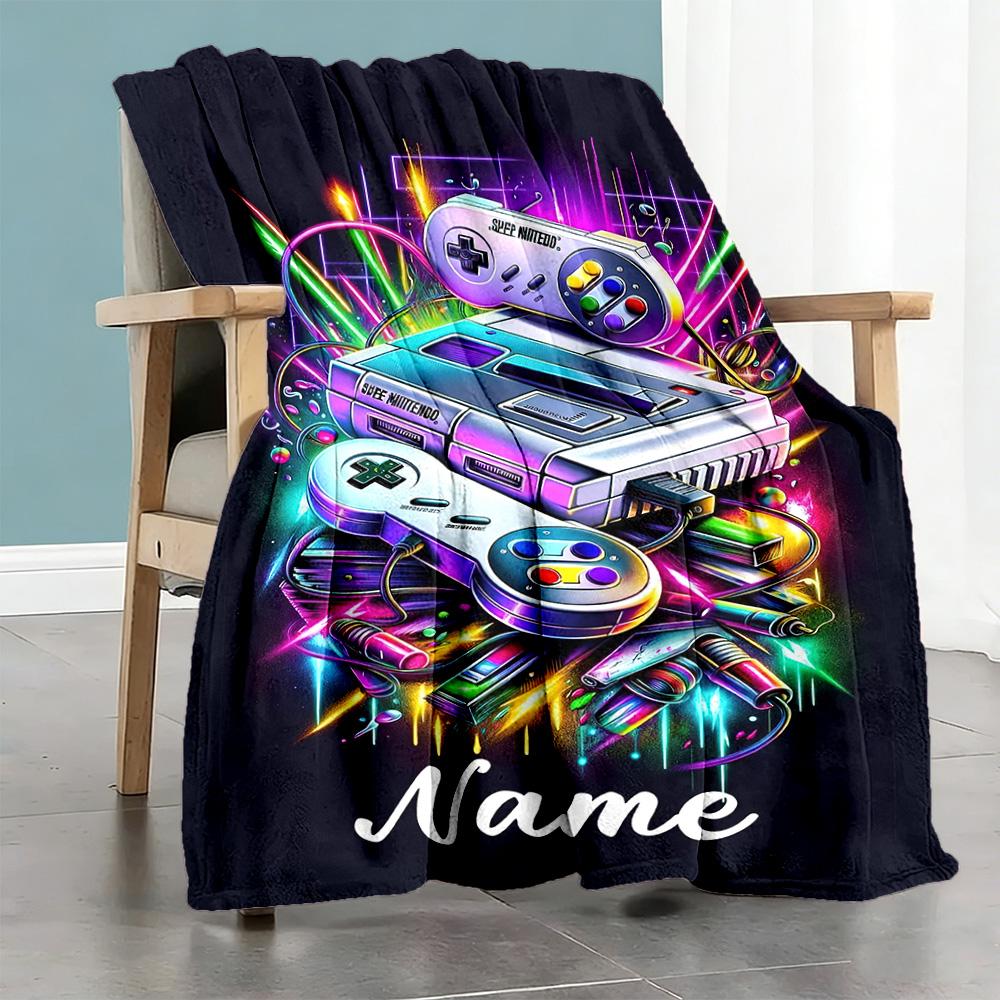 Color Game Controller Customize Text Blanket Multi-purpose Customizable Blanket Comfortable Great for Seaside Sofa Office Chair Bed