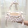Lace Wedding Flower Basket Satin Crafted Flower Girl Basket Western Style Handheld Basket  Party