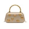 Gold rivet metal Box Clutch Bag women evening wedding party cute purse bag handbag yellow color  autumn winter