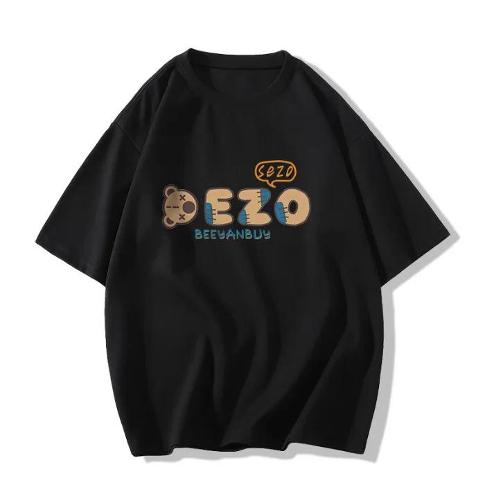 

Женская футболка оверсайз с мультяшным принтом плюшевого мишки и надписью - 100% хлопок, короткий рукав, летний стиль Гонконга M (up to 100 lbs)