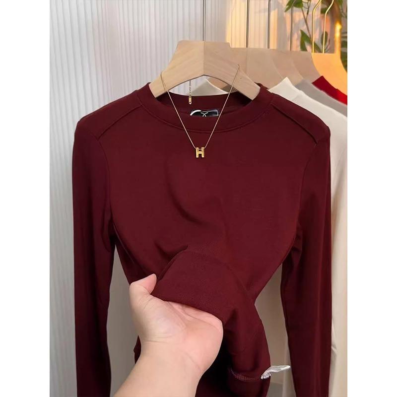 Small stand-up collar polished bottoming shirt women's spring design fish bone front shoulder long-sleeved shirt solid color top