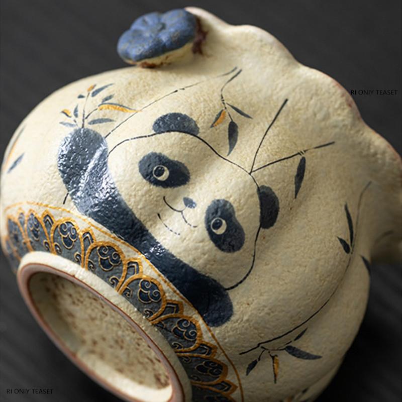 130ml Chinese Tradition Ceramic Tea Pot Panda Bamboo Leaf Pattern Teapot Beauty Handmade Kettle Travel Portable Teaware