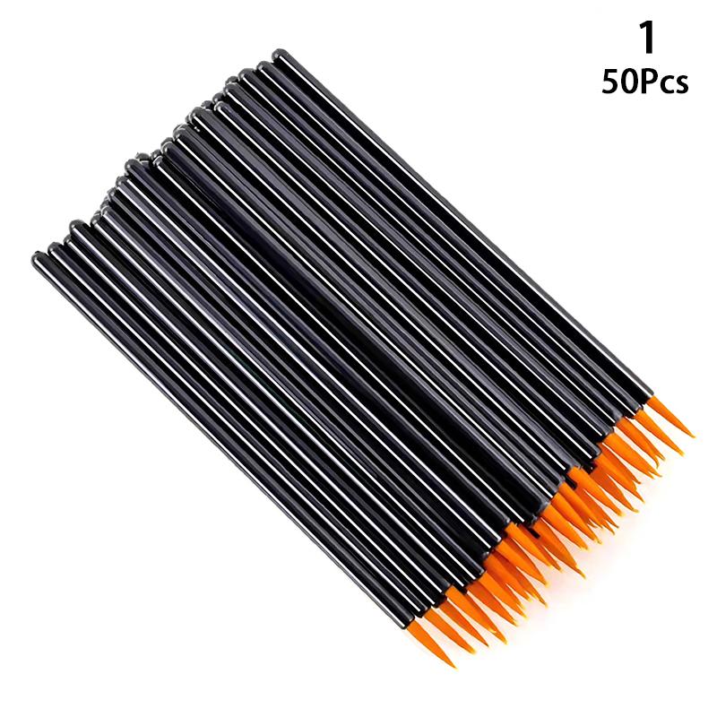 50 Adet Tek Kullanımlık Eyeliner Fırçaları Ince Fiber Kafa Eyeliner Krem Aplikatör Göz Kozmetik Fırça Kapaklı Makyaj Güzellik Araçları