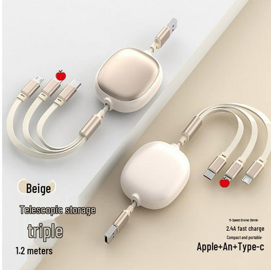 100W Fast Charge Retractable 3-in-1 Charging Cable with Logo Car Charger Gift