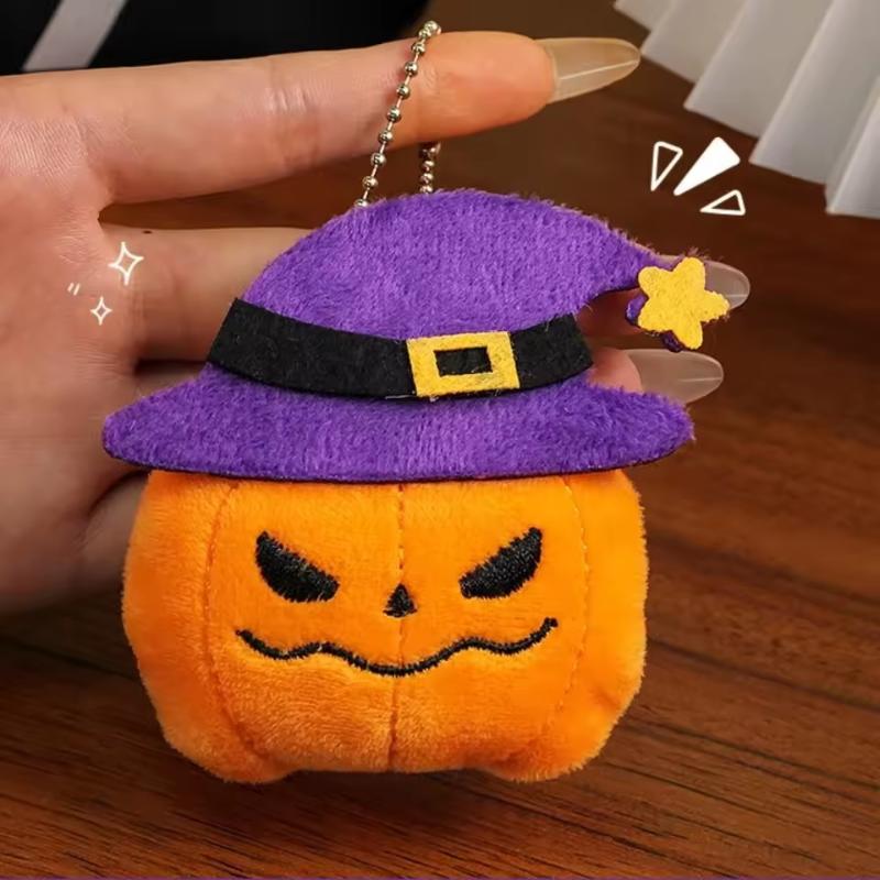Porte-clés Peluche Halloween Pour Femmes Citrouille Fantôme Chauve-souris Chapeau de Sorcière Trick Or Treat Charme de Sac Dessin Animé Cadeaux de Fête Accessoires Porte-clés