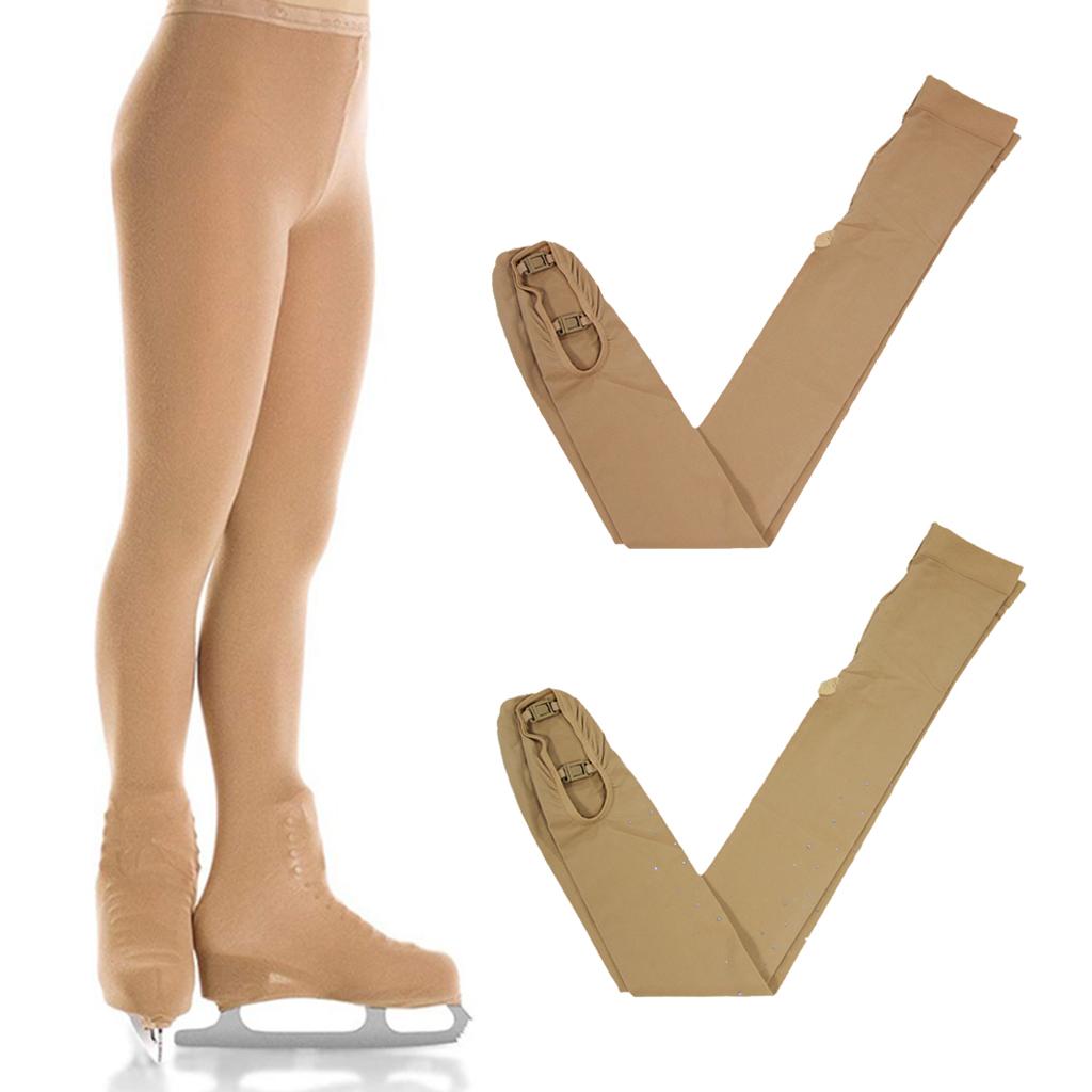 Figure Skating Tights Over The Boot Crystals Leggings with Boots Buckle