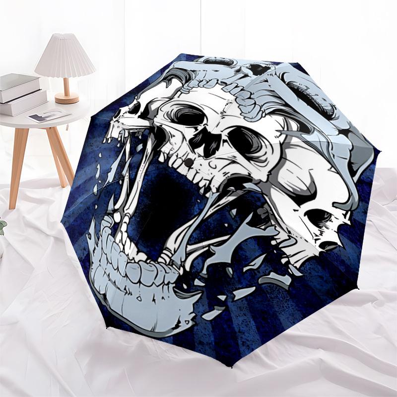 1pc Skull, Jawbreaker Fashionable Automatic Opening/Closing Folding Umbrella with 8 Bones, Windproof Portable, Daily Use22