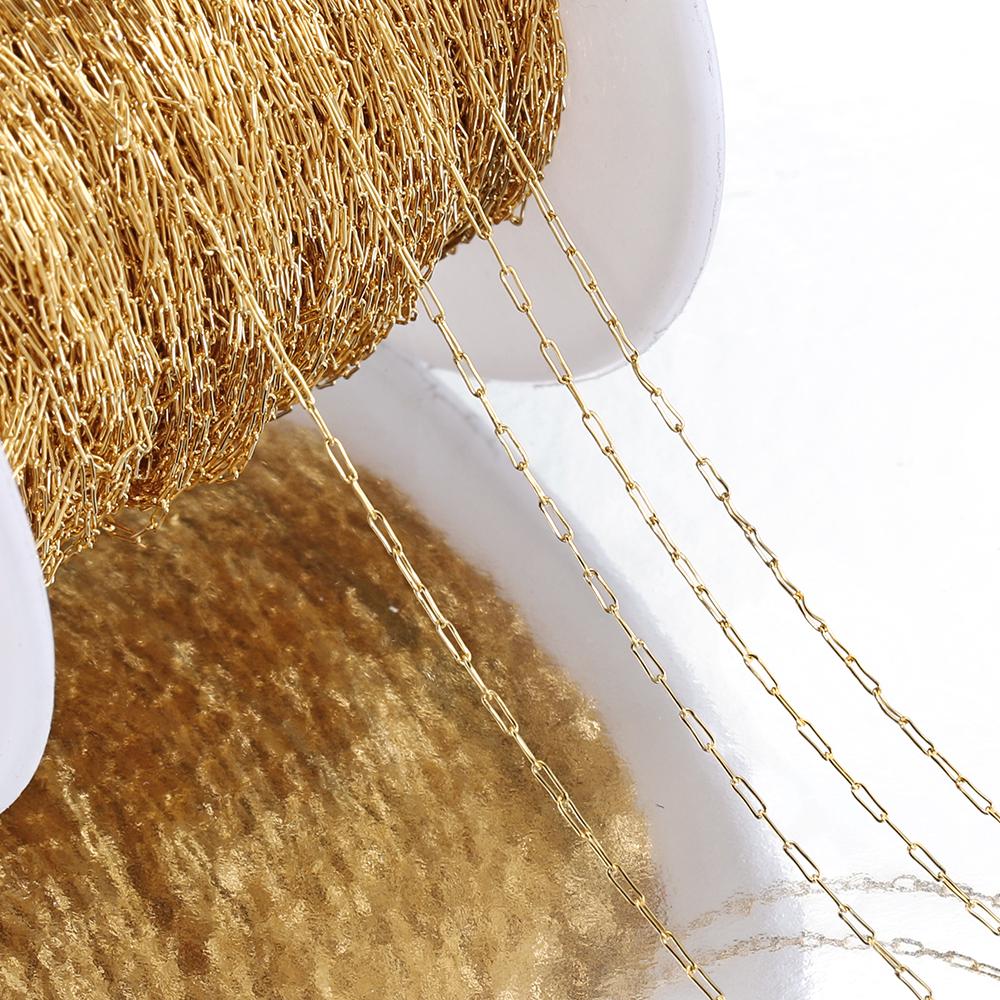 10Meters 2Meters Stainless Steel Gold Color Chain Thin Beading Cable Chains DIY Bracelet Necklace Jewelry Making Wholesale Bulk