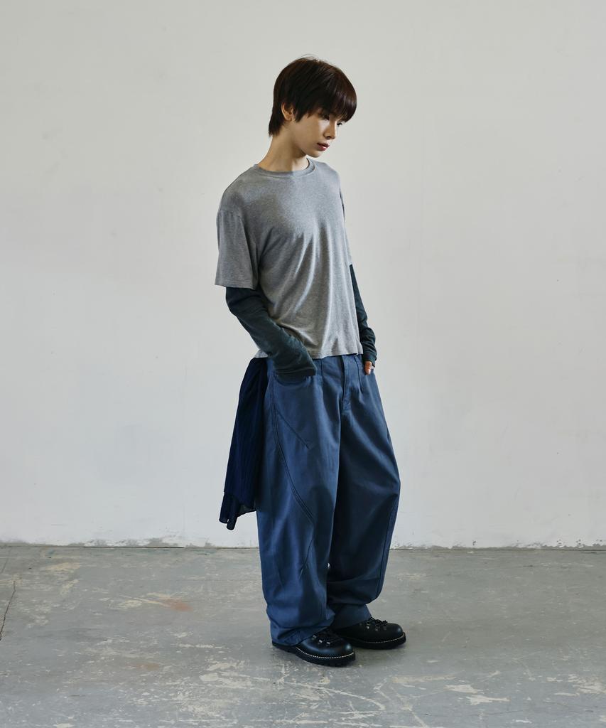 Seukeulaeteulpigsel Vtg Fade Dart Curved Line Cotton Pants [Blue]