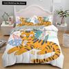 Cartoon Tiger Duvet Cover King Queen Animal Forest Theme Bedding Set for Kids Boys Girls Jungle Wildlife Polyester Quilt Cover