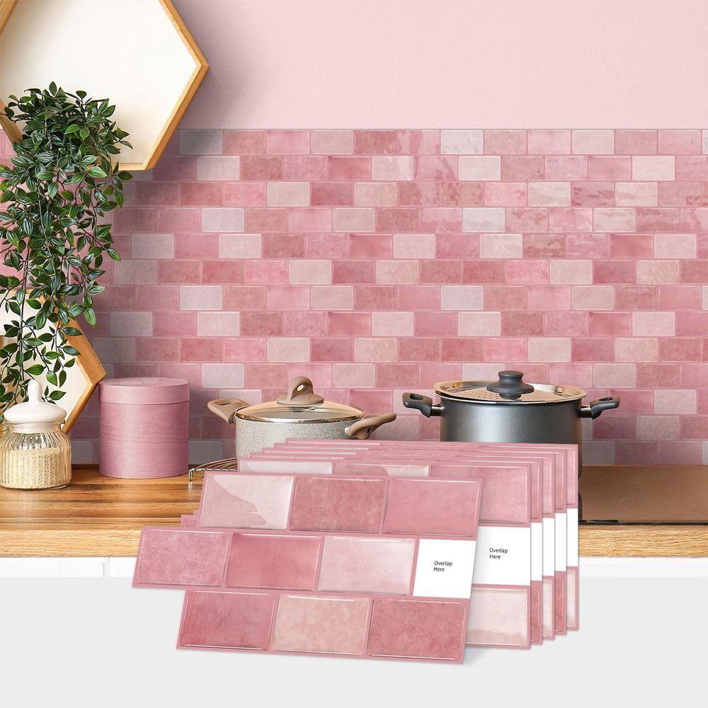 6Pcs New 3D Wall Tile Sticker Self Adhesive Waterproof Imitation Tile Stickers PVC Decorative Tile Stickers Wall Decoration