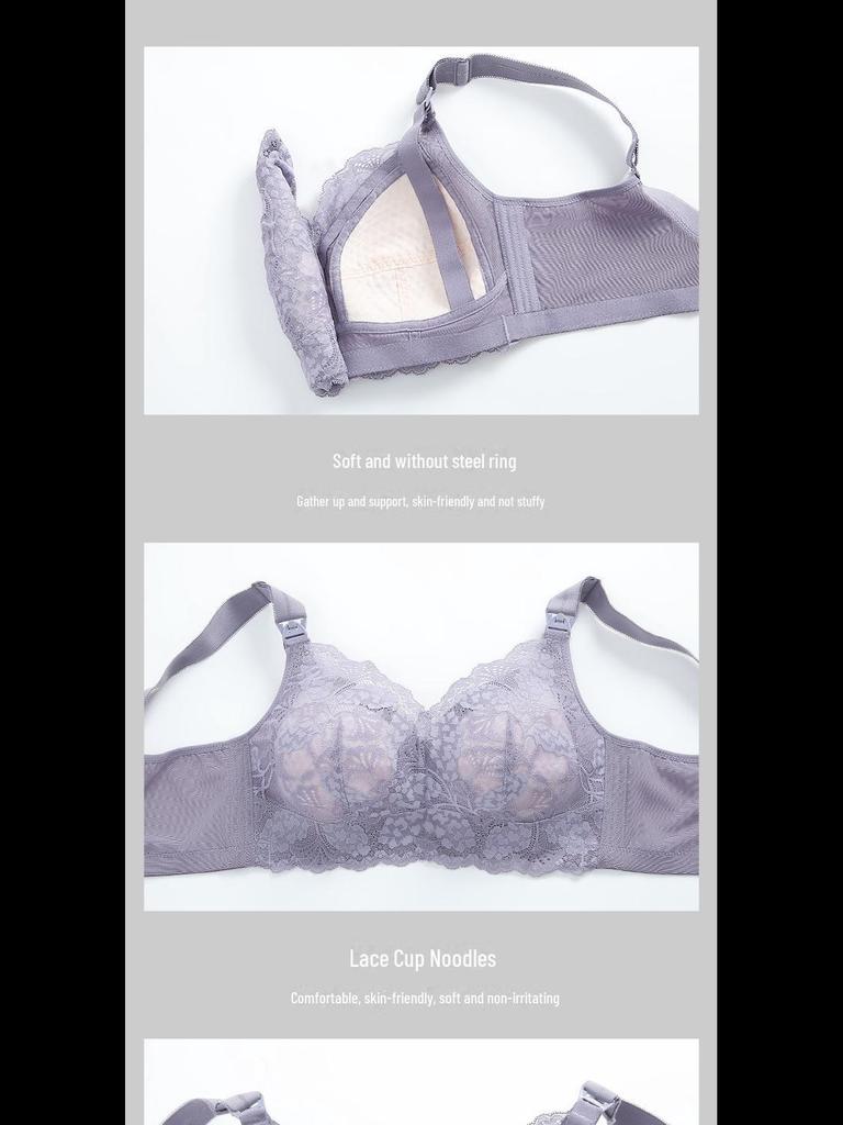 Women's Large Size Nursing Bra: Front Buckle, Anti-Sagging, Wire-Free, Supports Side Breasts