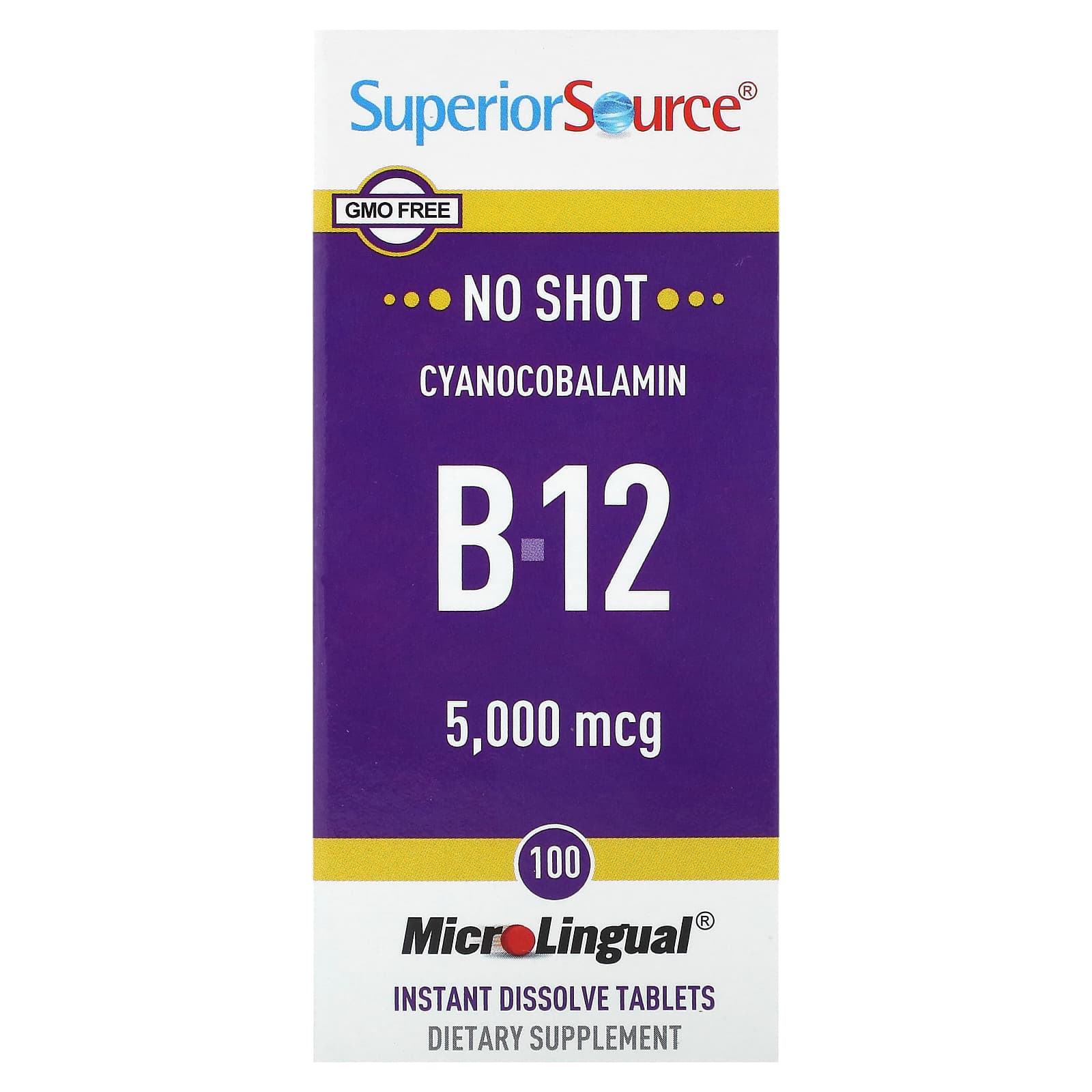 

B-12 (Cyanocobalamin), 5,000Mcg, 100 Microlingual Tablets, Instant Dissolve