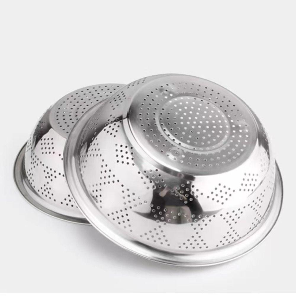 Stainless Steel Grater Basin Round Rice Washing Basin Convenient Filter Net Bowls  Fruit
