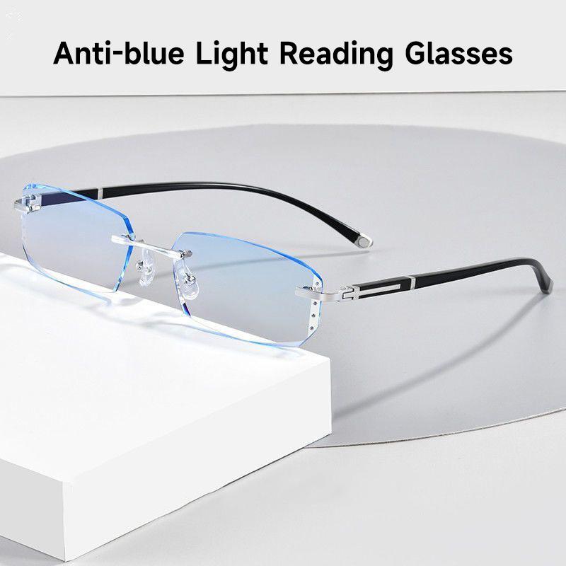 Rimless Anti-Blue Light Reading Glasses Men Women Rhinestone Blocking Blue Llight Eyewear Optical Lenses De Lectura