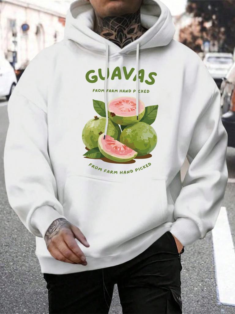 Guavas From Farm Hand Picked Print Men Hoodies Harajuku Multicolor Pullovers Fleece Soft Sportswears Casual Pocket Hoody Unisex
