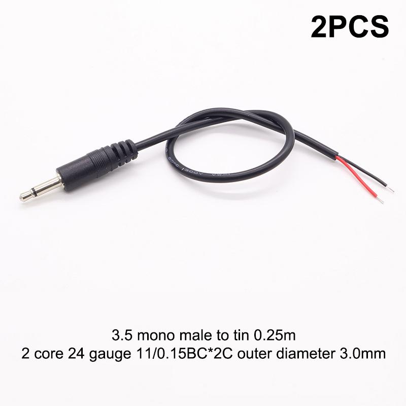 2Pcs 2.5Mm 3.5Mm 1/8'' Mono Stereo Male Female Plug Jack Connector 2/3/4Pin Aux Extension Wire Diy Audio Earphone Mic Repair