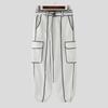 INCERUN Men Zip-up Waist Belt Casual Stitching Thin Harem Pants with Pockets
