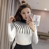 Frauen Schlank Pullover Herbst Rollkragen Lange-hülse Strick Outwear Streifen Pullover