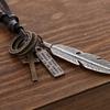 Vintage Feather Pendant Necklaces for Women Men Friendship Adjustable Long Leather Rope Chain Necklace Jewelry