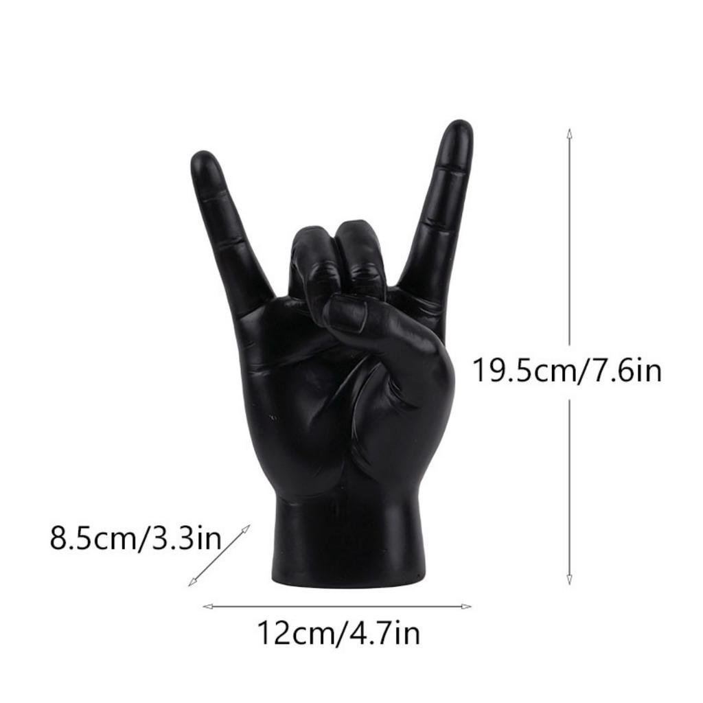 Graffiti Rock On Hand Statue Model Gesture Figurines 20cm Music Band Room Bookshelves Desktop Living Room Decor Modern Art Pop