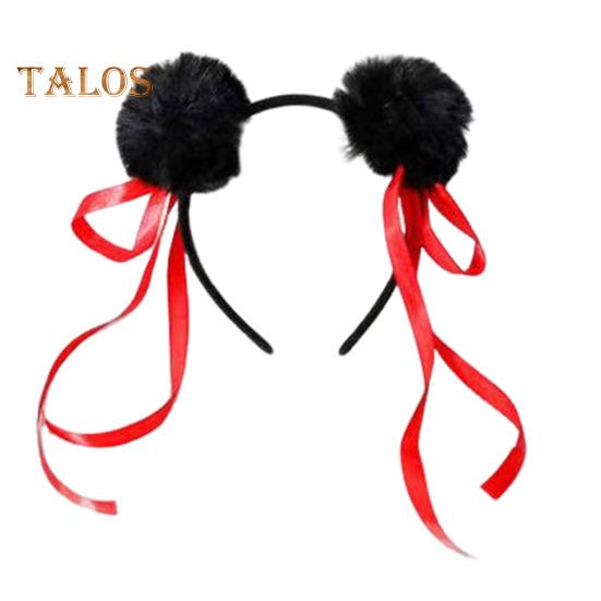 

Милая повязка на голову с помпоном, мультяшная плюшевая повязка на голову с героями аниме, лента для праздничного макияжа для косплея чёрный