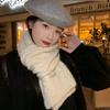 16 New Rhombus Blended Korean Knitted Wool Scarf Women's Winter Warm Versatile Student Solid Color Shawl